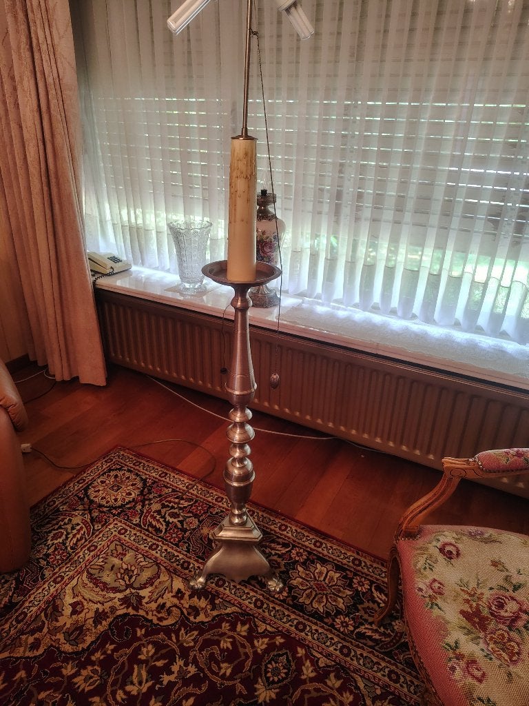 Lampadaire en métal argenté, Enlèvement, Comme neuf, Métal, 150 à 200 cm