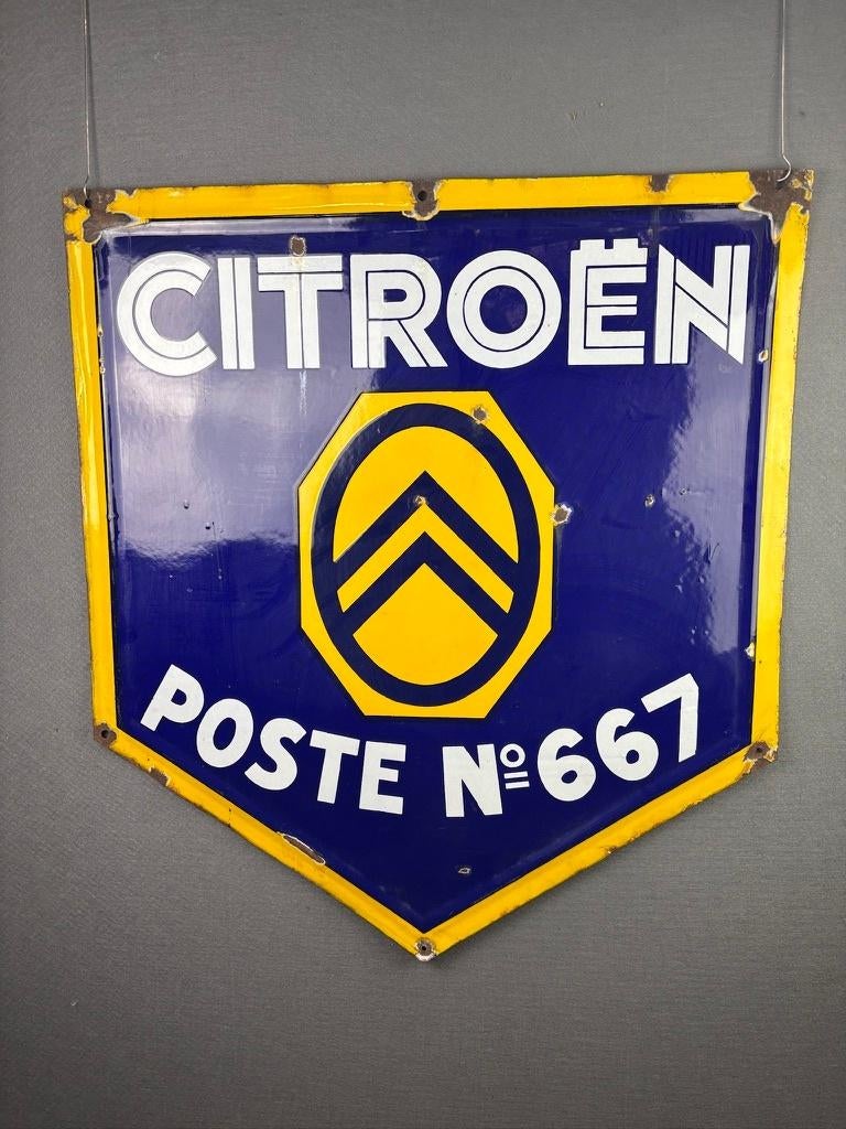 Citroen oud origneel reclamebord ca 1930 Poste 667, Enlèvement ou Envoi, Utilisé, Panneau publicitaire