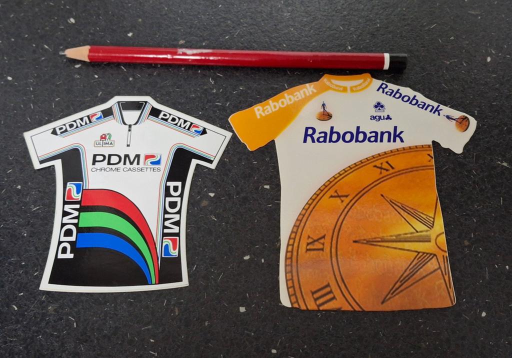 Lot stickers Wielrennen truitjes team PDM en Rabobank, Verzamelen, Ophalen of Verzenden, Zo goed als nieuw, Sport