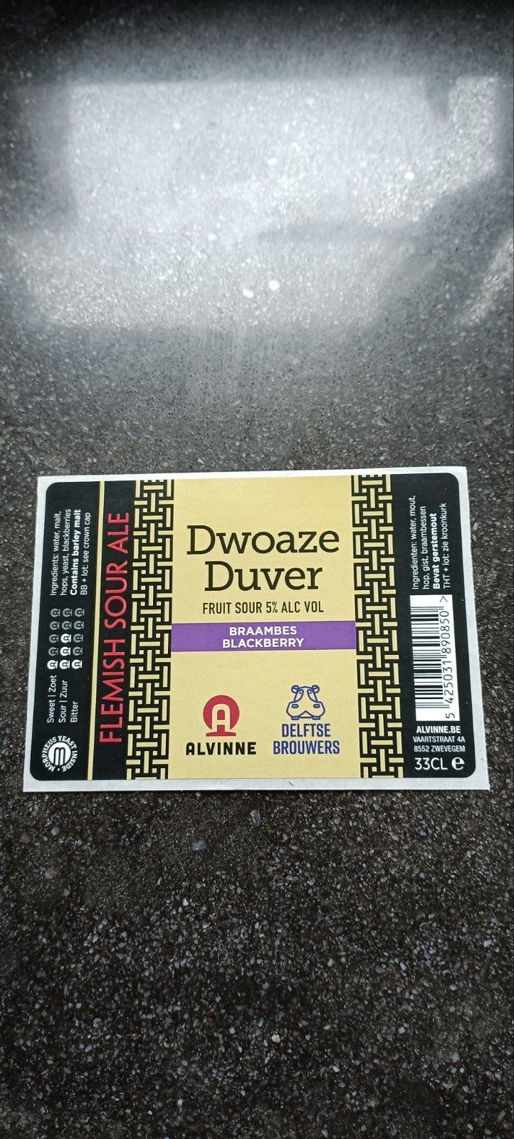 bieretiket Dwoaze duver Br alvinne en Delfts brouwers Zweveg, Verzamelen, Ophalen of Verzenden