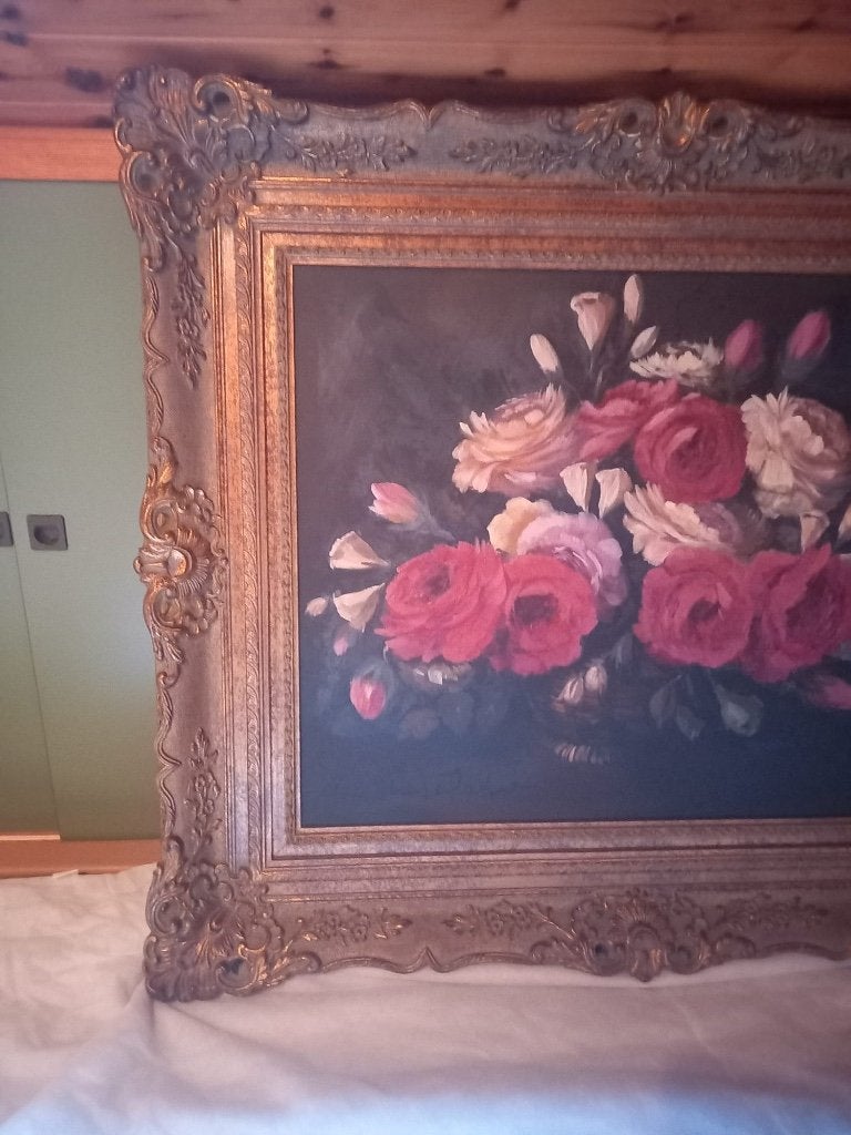 Nature morte aux fleurs, Antiquités & Art, Peinture à l'huile, Enlèvement, Toile, Fleurs