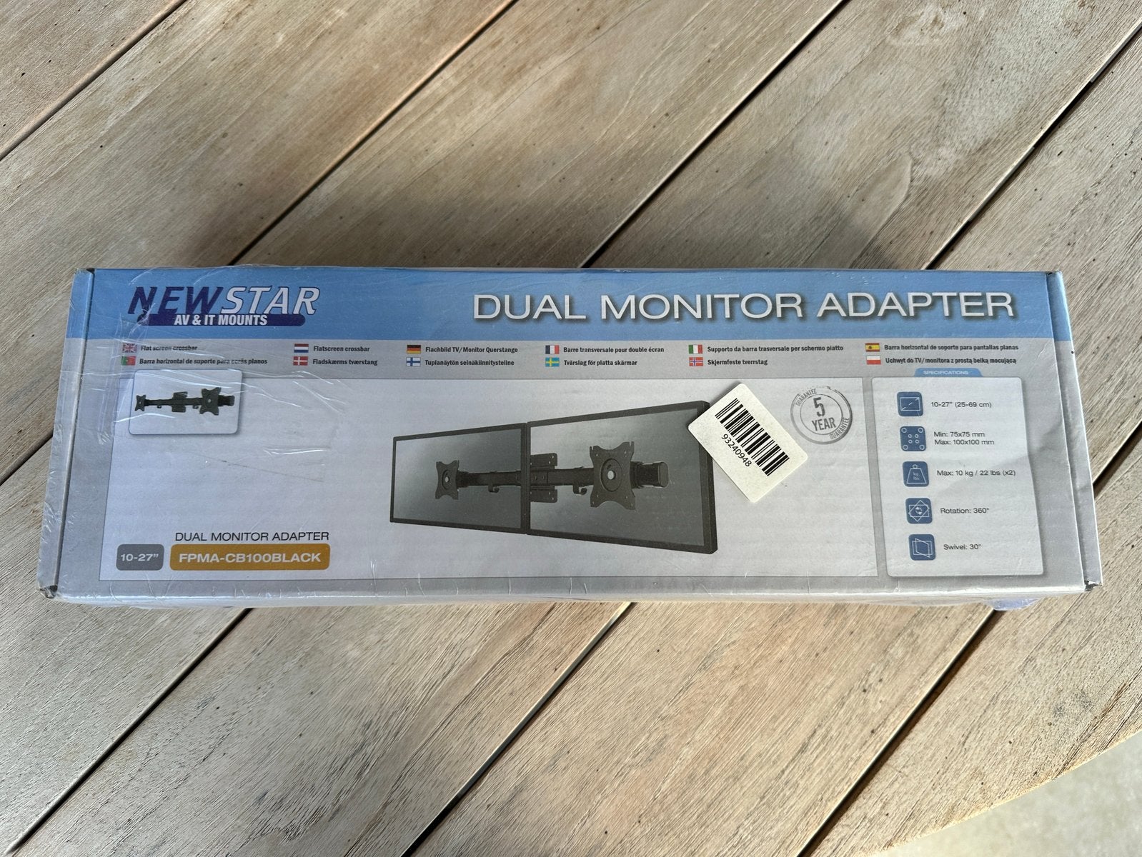 NewStar FPMA-CB100BLACK dual monitor adapter – NIEUW, Envoi, Neuf