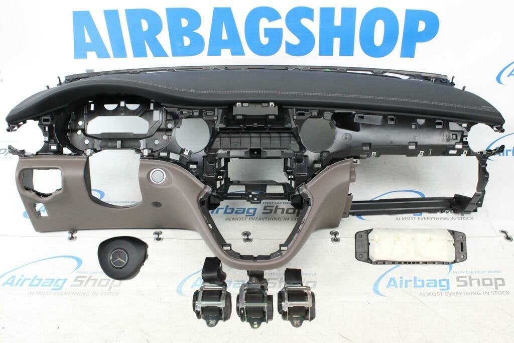 Airbag set Dashboard zwart/bruin met stiksels Mercedes V447, Enlèvement ou Envoi, Utilisé
