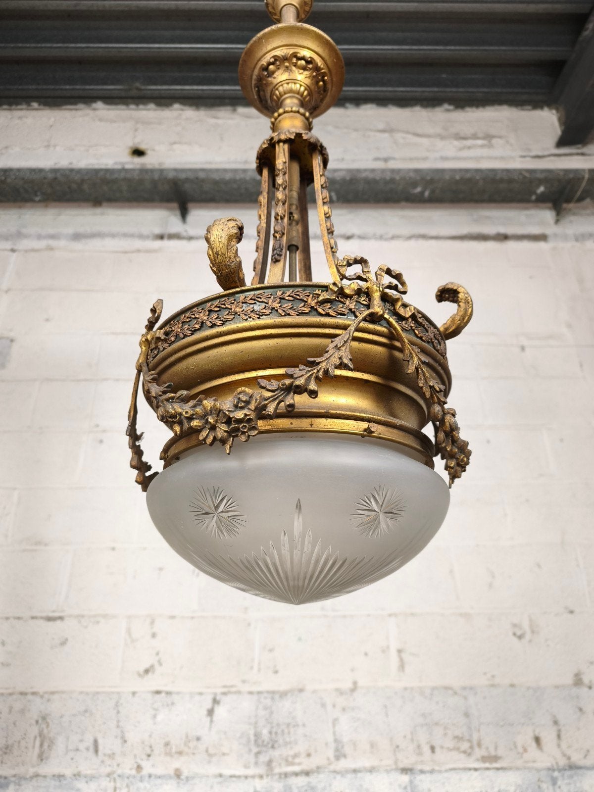 Grote antieke Franse bronzen luster, Antiek en Kunst, Ophalen