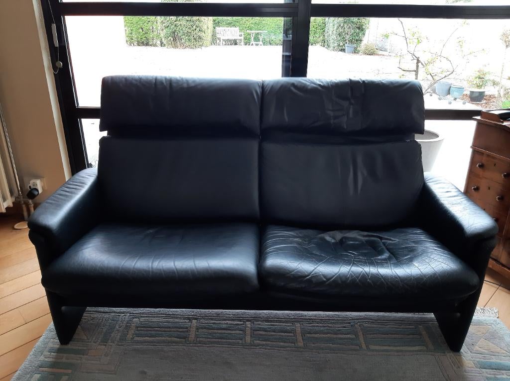 2,5 halfrelax zetel merk Erpo zwart kalfsleder, Ophalen, Gebruikt, 150 tot 200 cm, Driepersoons