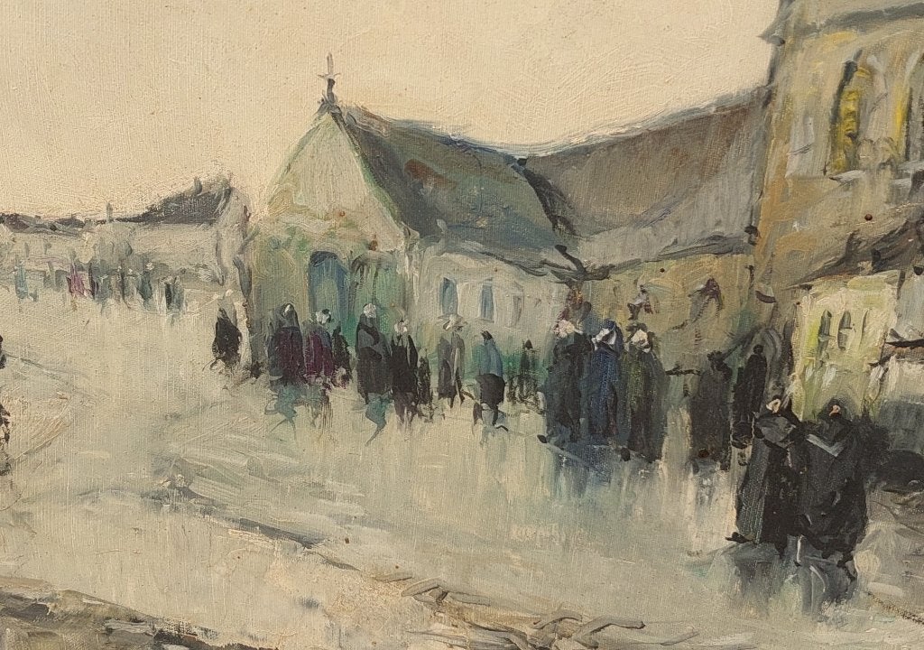 Groot schilderij Gustave Hellinck, Antiek en Kunst, Ophalen