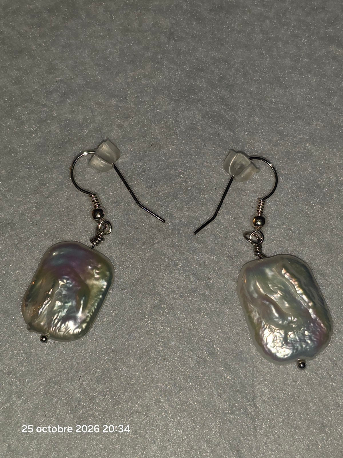 Sterling zilveren oorbellen met natuurlijke parels, Ophalen, Hangers, Wit, Nieuw