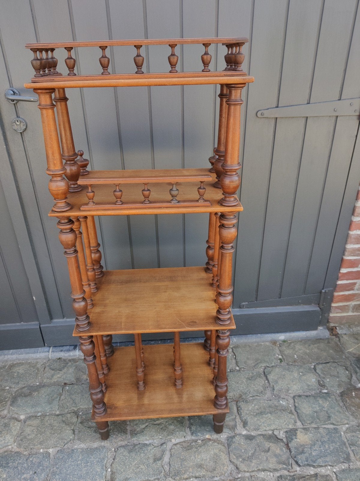 Vintage houten beuken rekje, boeken, lp's, enz. etagere, Ophalen, Zo goed als nieuw, Etagère, Hout