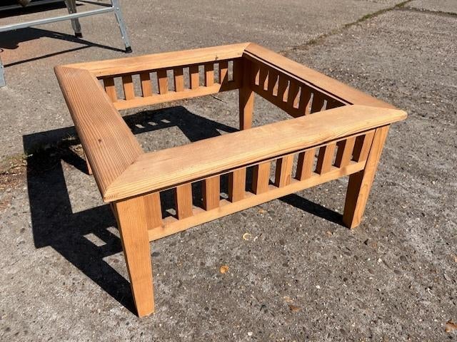Massief grenen salontafel met glazen blad, Huis en Inrichting, Tafels | Salontafels, Ophalen, 50 tot 100 cm, Vierkant, Nieuw
