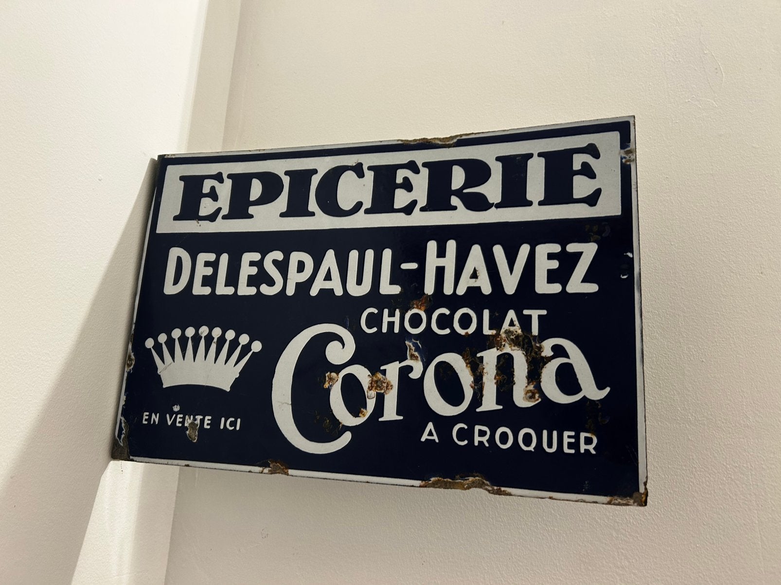 Plaque emaillee Delespaul ancienne, Collections, Enlèvement, Comme neuf