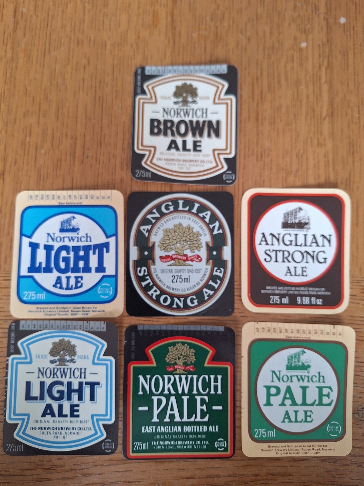 7x bieretiketten brouwerij The Norwich Brewery Engeland, Ophalen of Verzenden