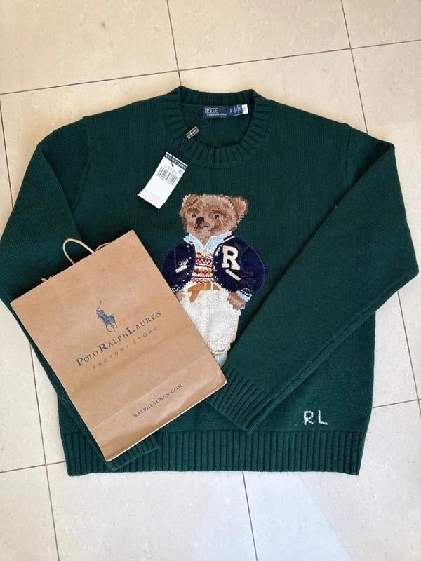 Nieuwe groene Polo Ralph Lauren trui met teddybeerprint, Ophalen of Verzenden, Nieuw, Maat 36 (S)