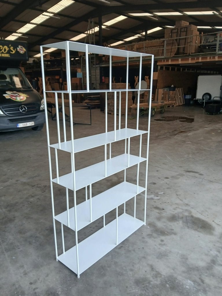 Witte metalen boekenkast / open rek – 180 x 100 cm, Ophalen, 50 tot 100 cm, Metaal, 150 tot 200 cm