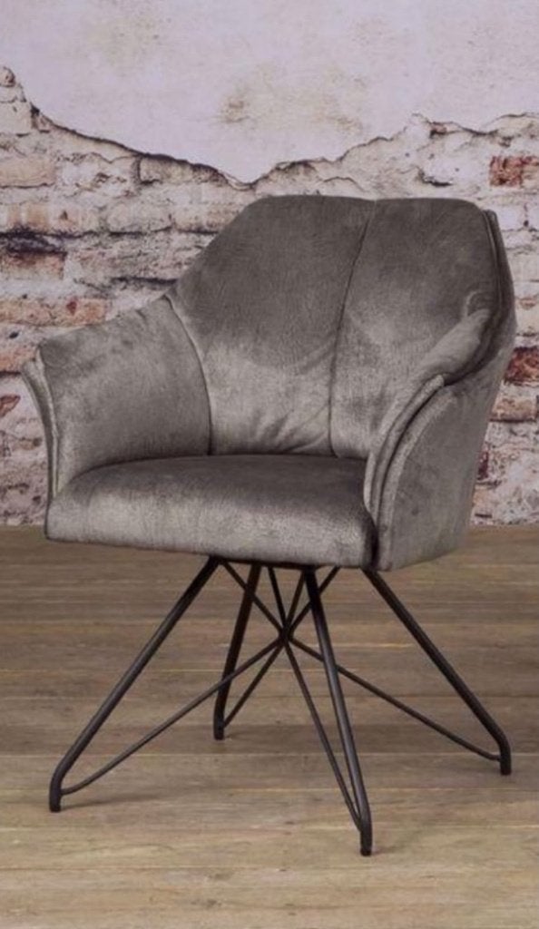 Set van 6 eetkamerstoelen Fano Lotus - Grijs Velvet, Maison & Meubles, Gris, Comme neuf, Enlèvement, Cinq, Six Chaises ou plus