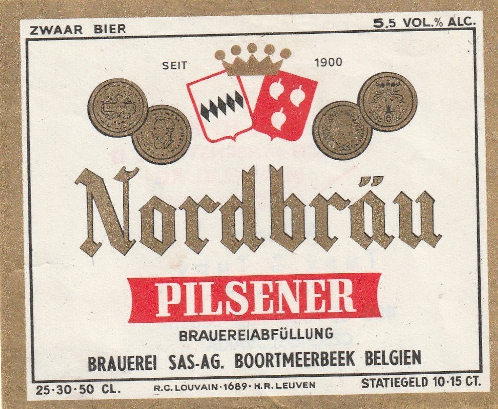 bieretiket België L'Ecluse Boortmeerbeek:Nordbräu Pilsener#1, Verzamelen, Verzenden, Gebruikt, Overige typen, Overige merken