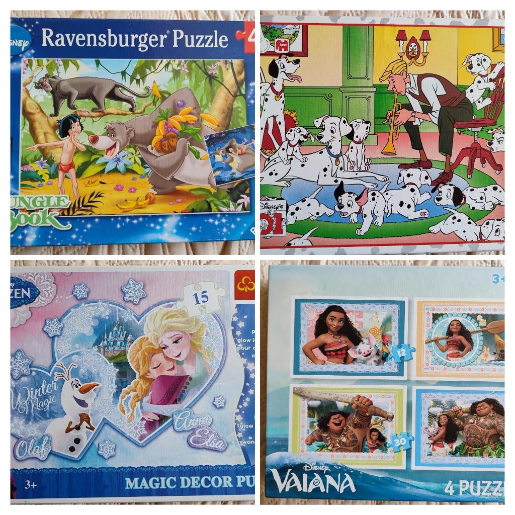 Set prachtige Disney-puzzels, 3-4 jaar, voor €15!, Kinderen en Baby's, Ophalen of Verzenden, 10 tot 50 stukjes, Zo goed als nieuw