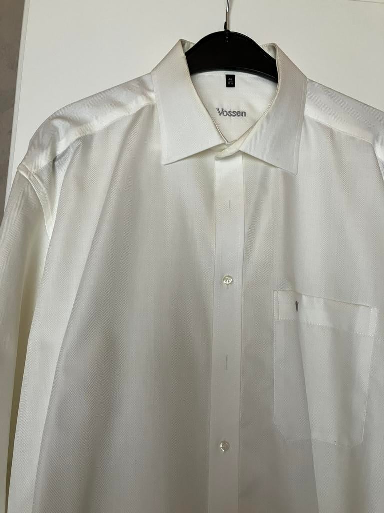 Chemise blanche pour homme 44 de Vossen Hasselt, Enlèvement, Comme neuf, Blanc, Tour de cou 43/44 (XL)