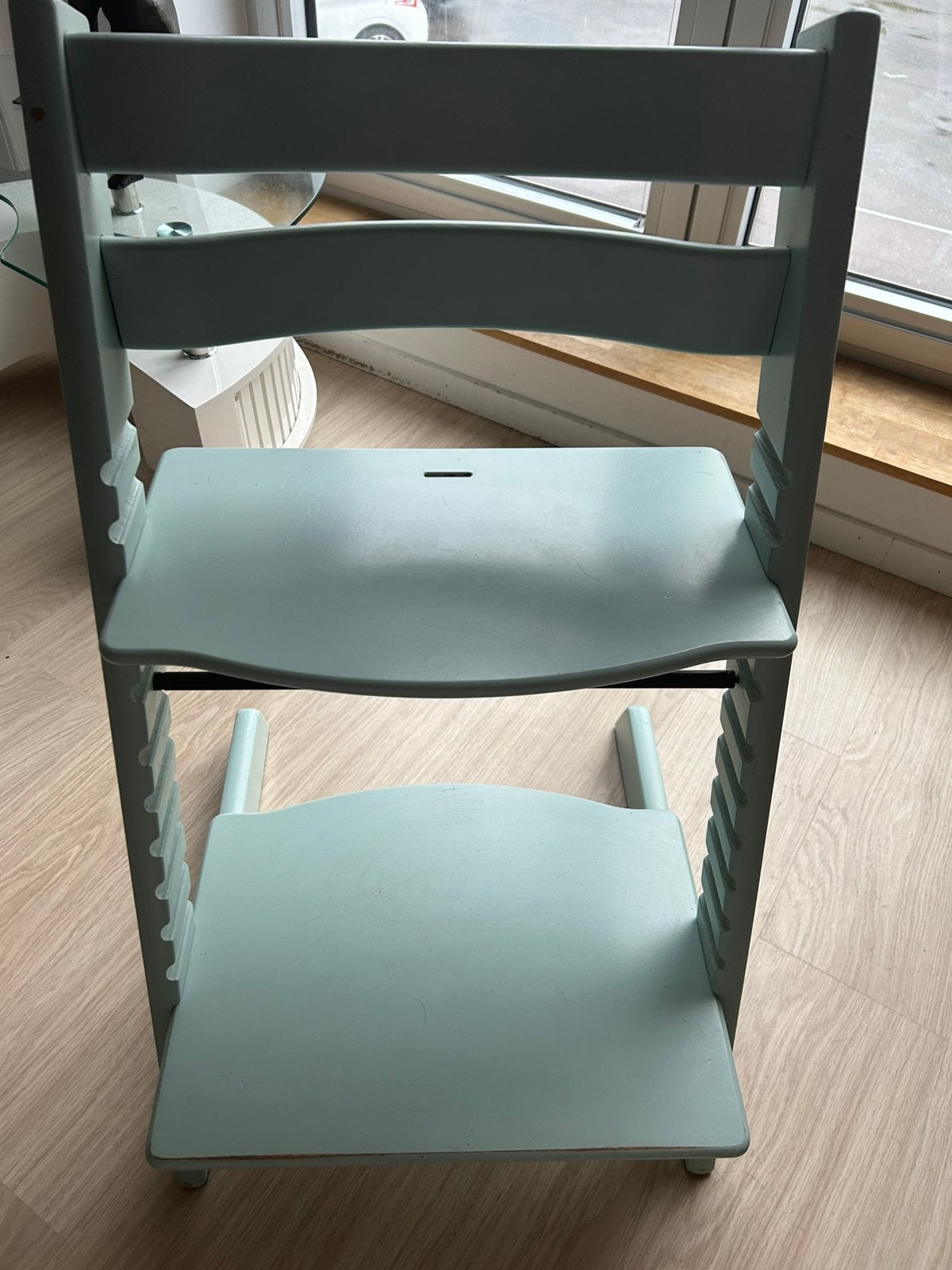 Stokke trip trap in mint green, Kinderen en Baby's, Kinderstoelen, Ophalen, Gebruikt, Meegroeistoel, Aanschuifbaar