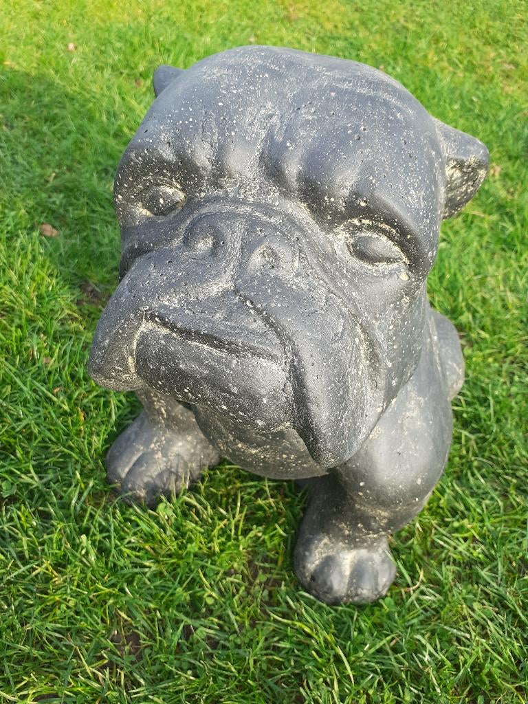 ENGELSE BULLDOG IN GEPATINEERDE STEEN (hoogte 40 CM)., Ophalen, Nieuw, Overige materialen, Dierenbeeld