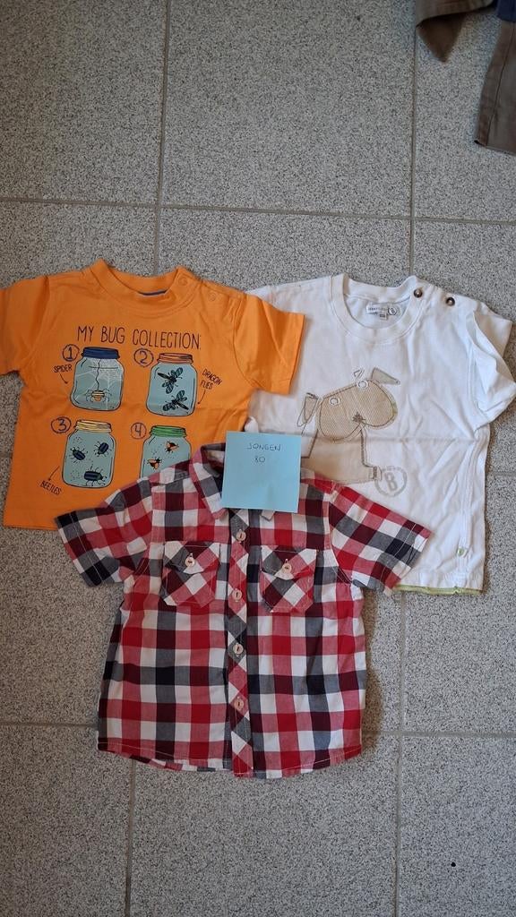 T-shirts en hemd maat 80, Kinderen en Baby's, Babykleding | Maat 80, Ophalen of Verzenden, Zo goed als nieuw, Jongetje, Geen merk