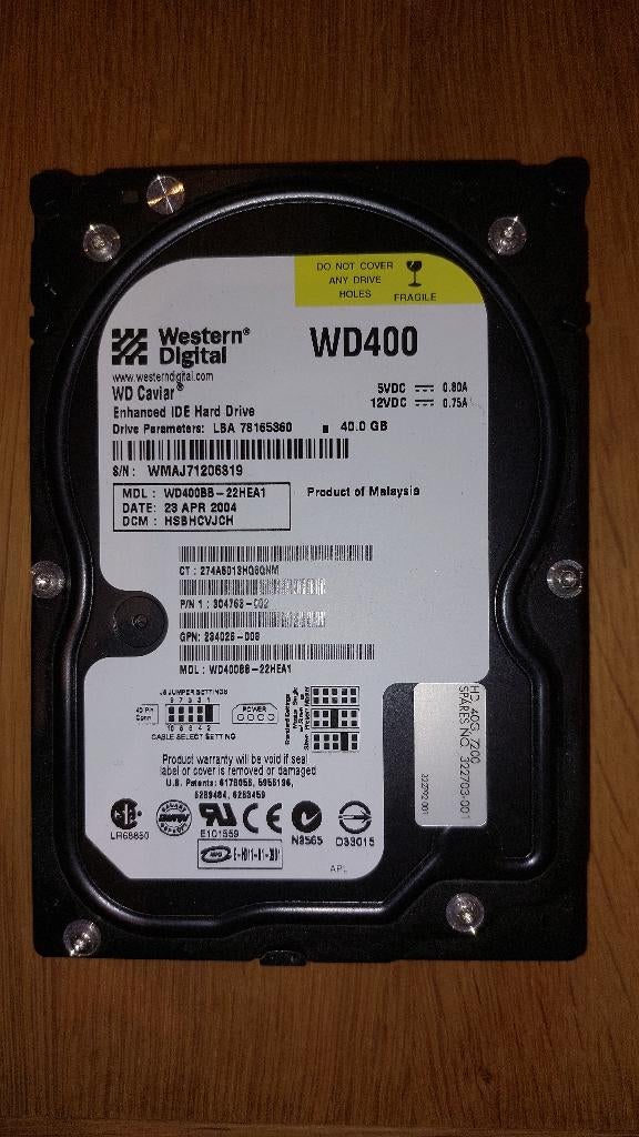HDD 3.5 Western Digital 40 GB IDE - WD400BB-22HEA1, Informatique & Logiciels, 40 Gb, Western Digital, HDD, Interne