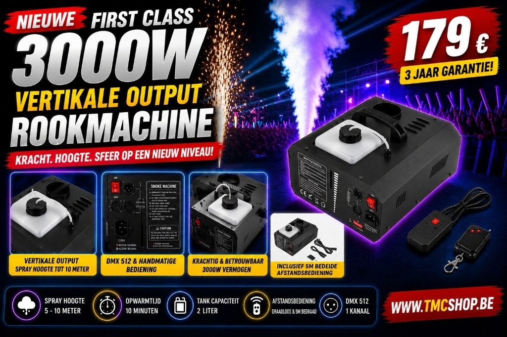 Nieuwe First Class 3000 w Vertikale Output Rookmachine, Muziek en Instrumenten, Ophalen of Verzenden, Nieuw, Licht, Geluidgestuurd