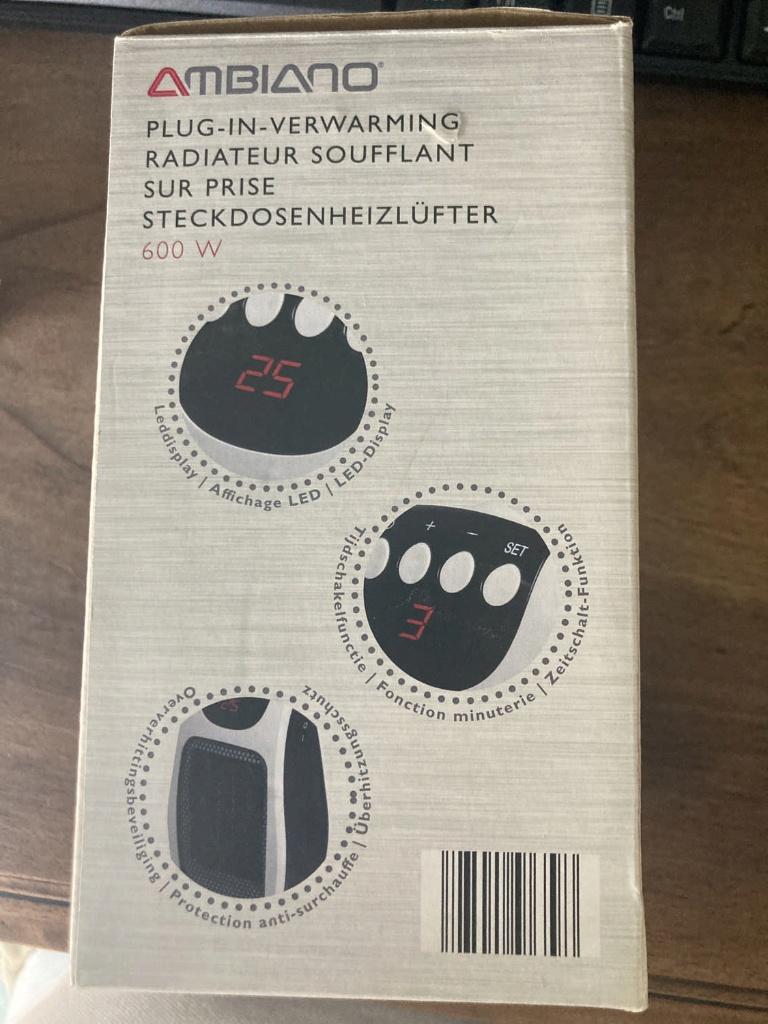 Chauffage enfichable Ambiano — 600 W — En parfait état, Electroménager, Enlèvement, Neuf, Autre