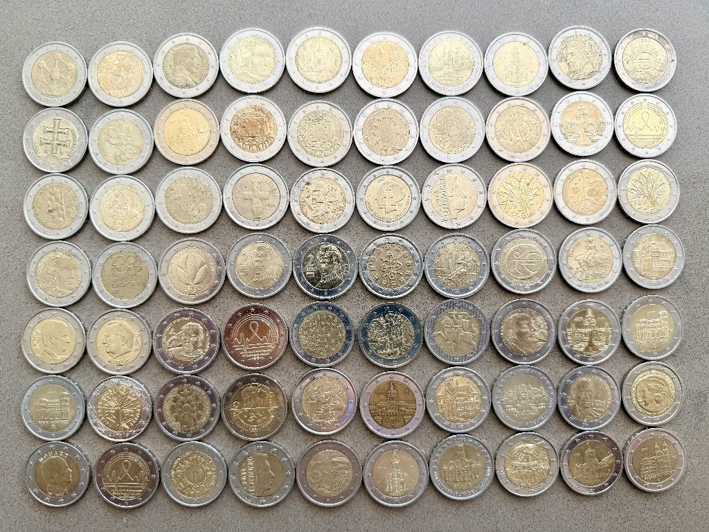 Lot de 70 pièces de 2 euros de collection, Enlèvement, 2 euros