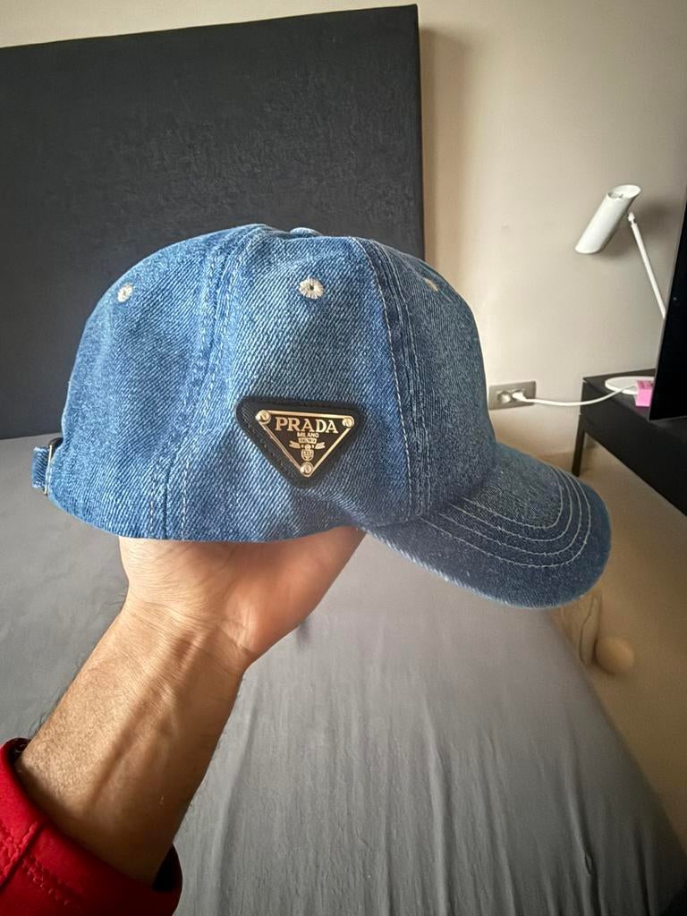 Prada jeans petten zwart en  blauw verstelbaar, Ophalen, Zo goed als nieuw, Pet