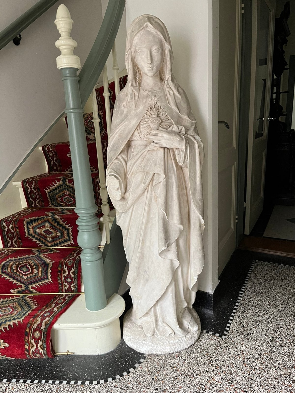 Antiek Mariabeeld - Heilig Hart - 150 cm hoog, Ophalen