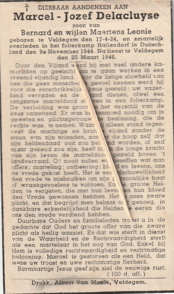 Victime de guerre 1940-1945, Enlèvement ou Envoi