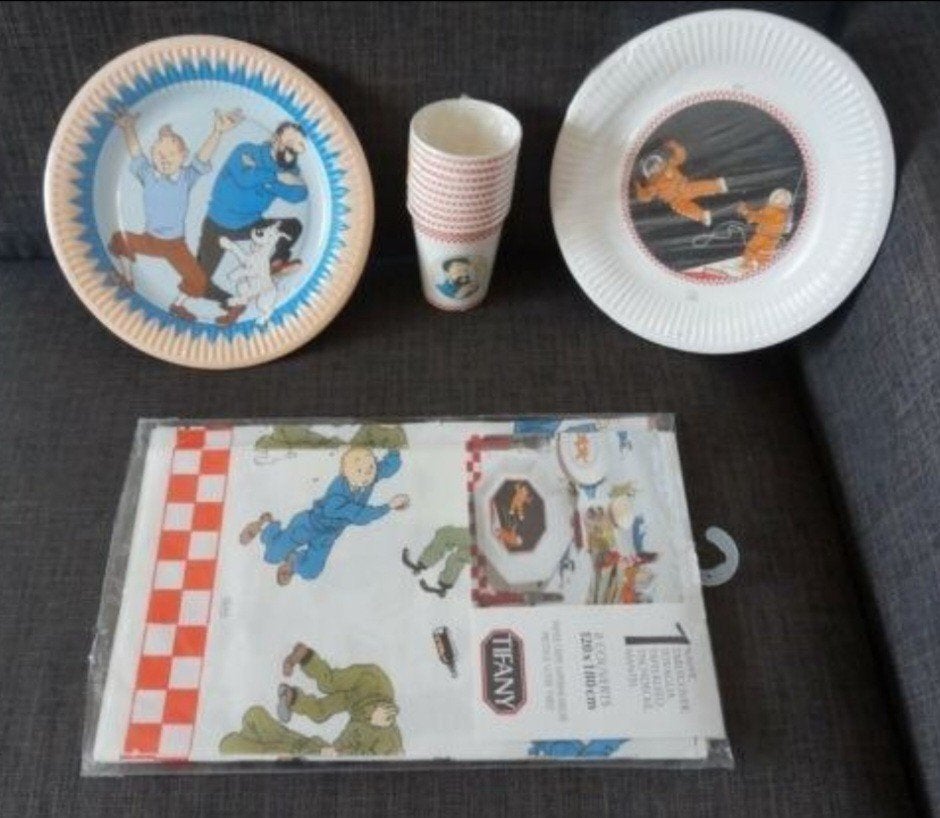 Tintin Kuifje Tim placematset „Tifany” uit 1993, Verzamelen, Ophalen of Verzenden, Kuifje, Zo goed als nieuw, Overige typen