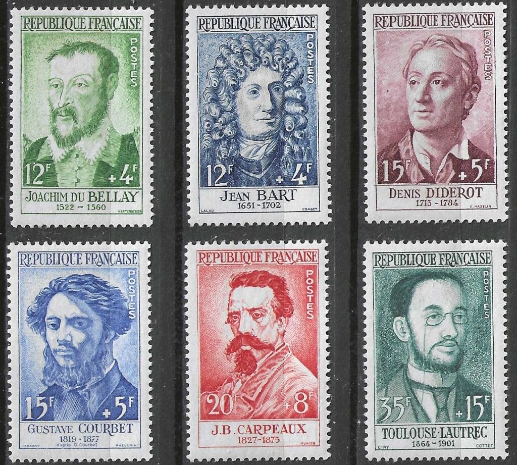 Frankrijk 1958 - Yvert 1166-1171 - Beroemdheden (PF), Postzegels en Munten, Verzenden, Postfris