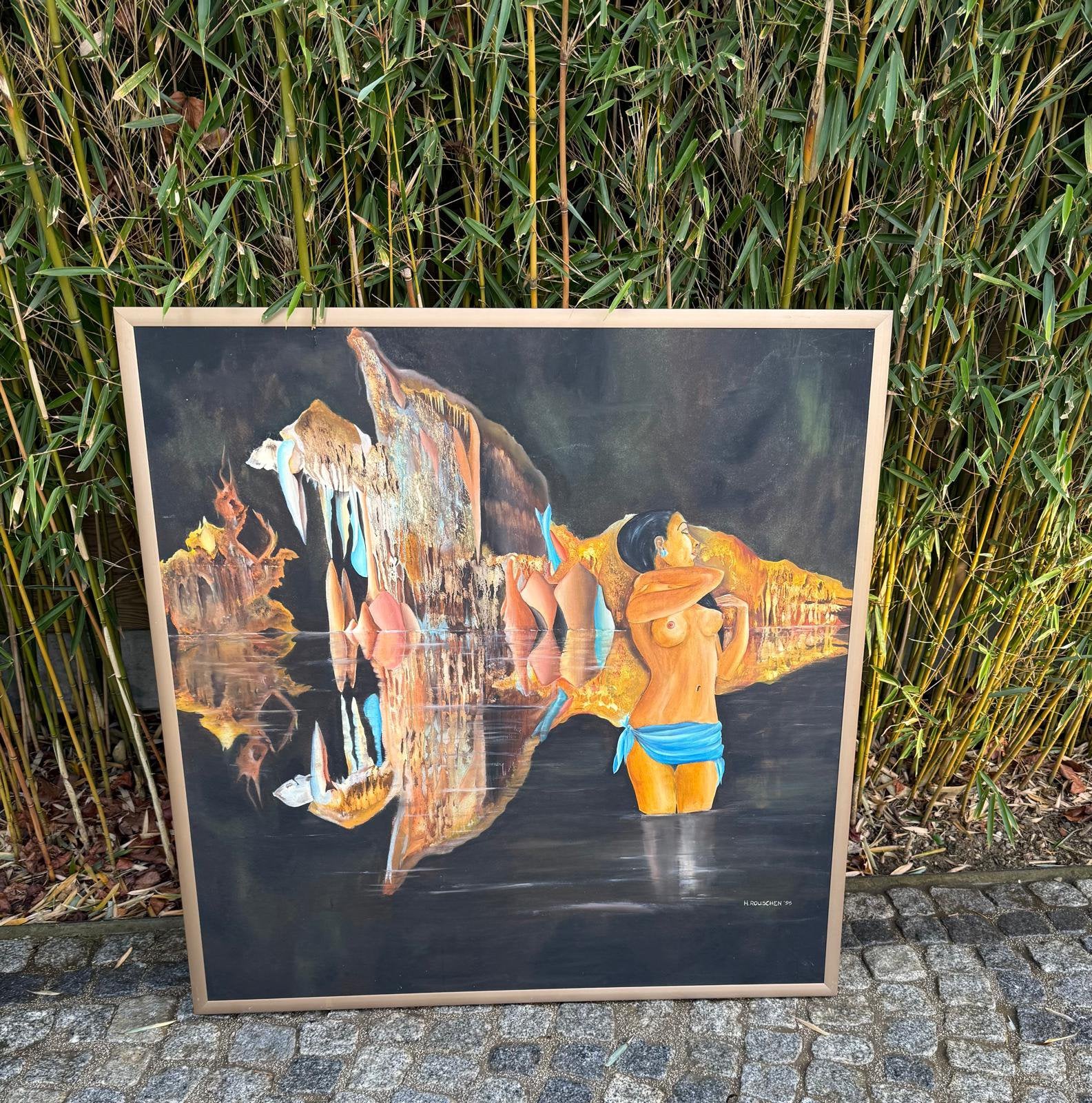 Schilderij 104 x 104 cm , Huub Rouschen, Antiek en Kunst, Kunst | Schilderijen | Abstract, Ophalen
