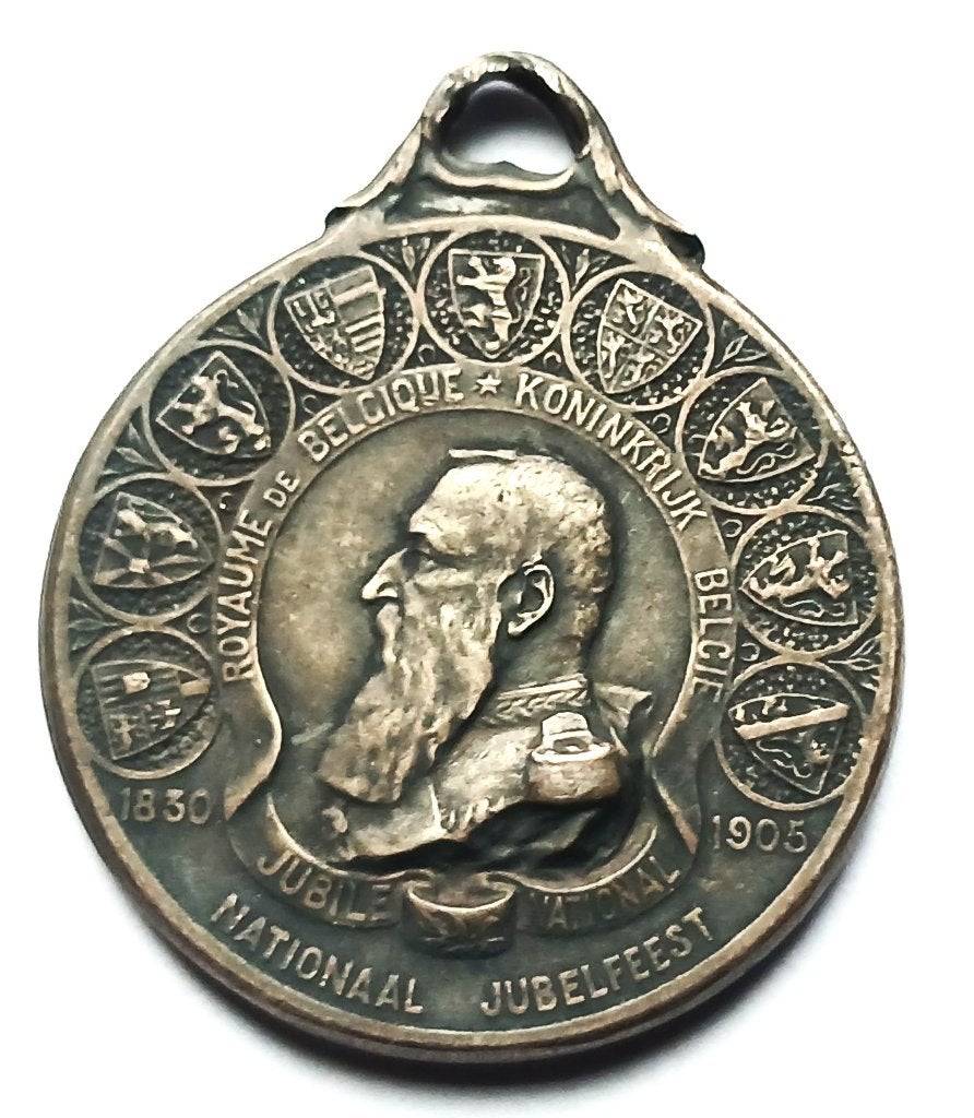 medaille 1905 75 jaar jubelfeest Leopold 2 concours de tir, Postzegels en Munten, Penningen en Medailles, Ophalen of Verzenden