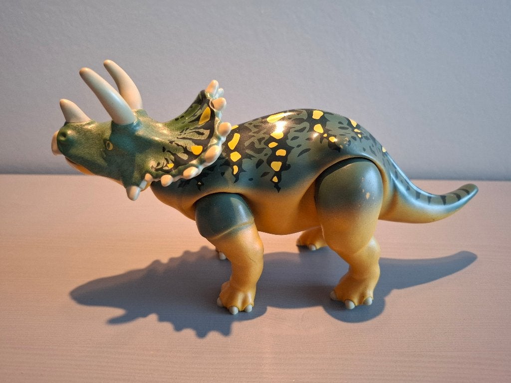 Playmobil dino's - Triceratops met jong/onderzoeker - 5234, Kinderen en Baby's, Gebruikt, Complete set, Overige typen, Ophalen of Verzenden