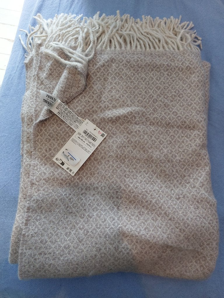 Plaid Zara neuf, Huis en Inrichting, 190 cm, Beige, Ophalen of Verzenden, Plaid