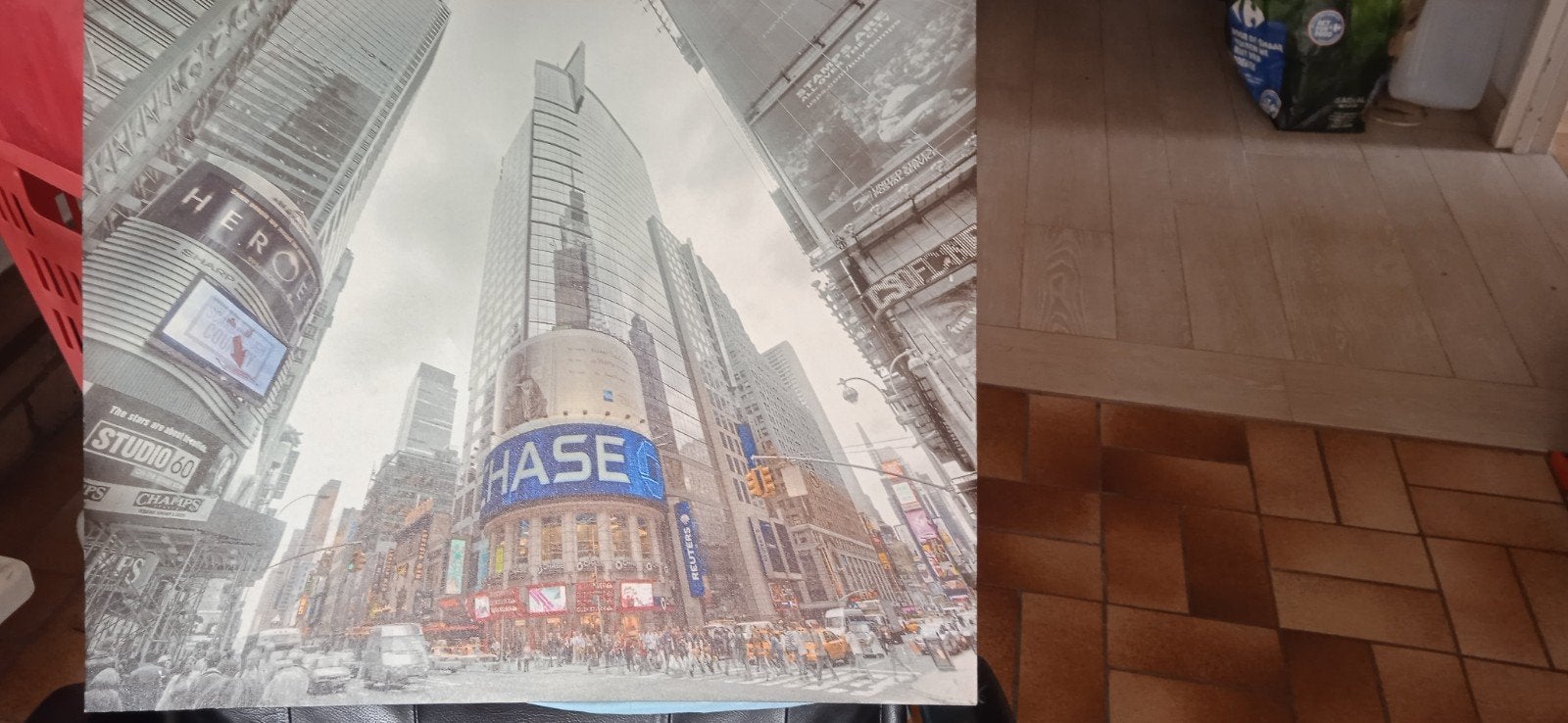 3 Cadre New York toile bois vintage, Maison & Meubles, Enlèvement