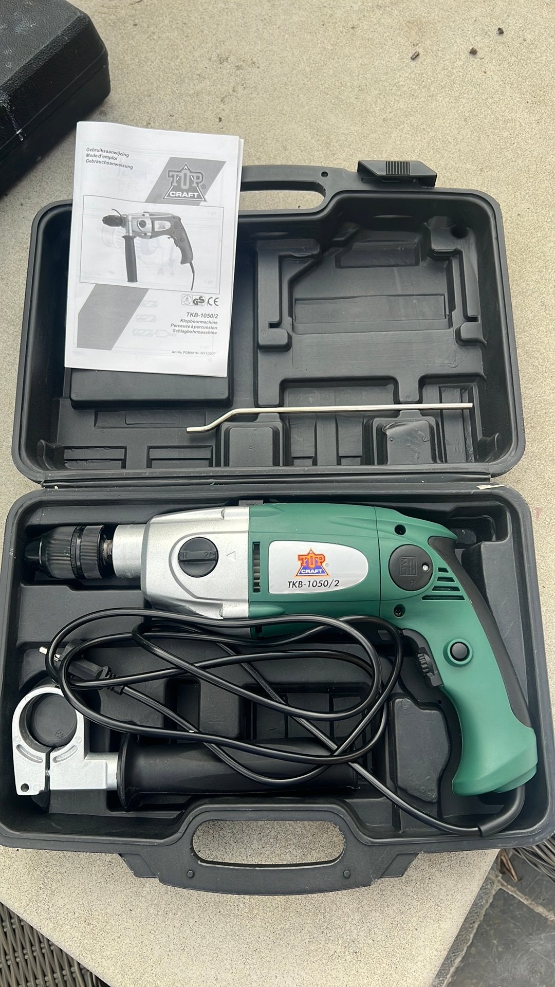 Top Craft TKB-1050/2 klopboormachine 1050W koffer, Ophalen, Zo goed als nieuw, Boormachine, Klopboormechanisme