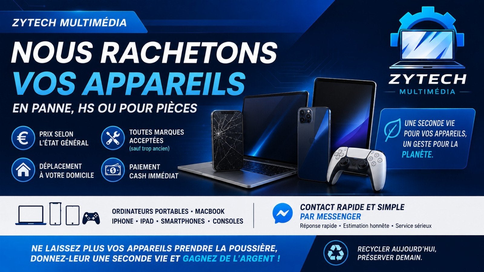 Rachat ordinateur,consoles ou smartphone hs, Enlèvement