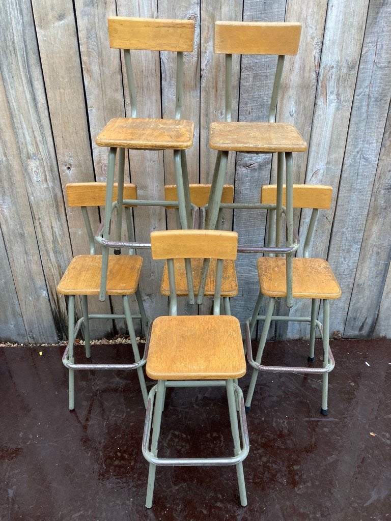 Tabourets industriels hauts (40 en stock), Maison & Meubles, Tabourets, Utilisé, Bois, Envoi
