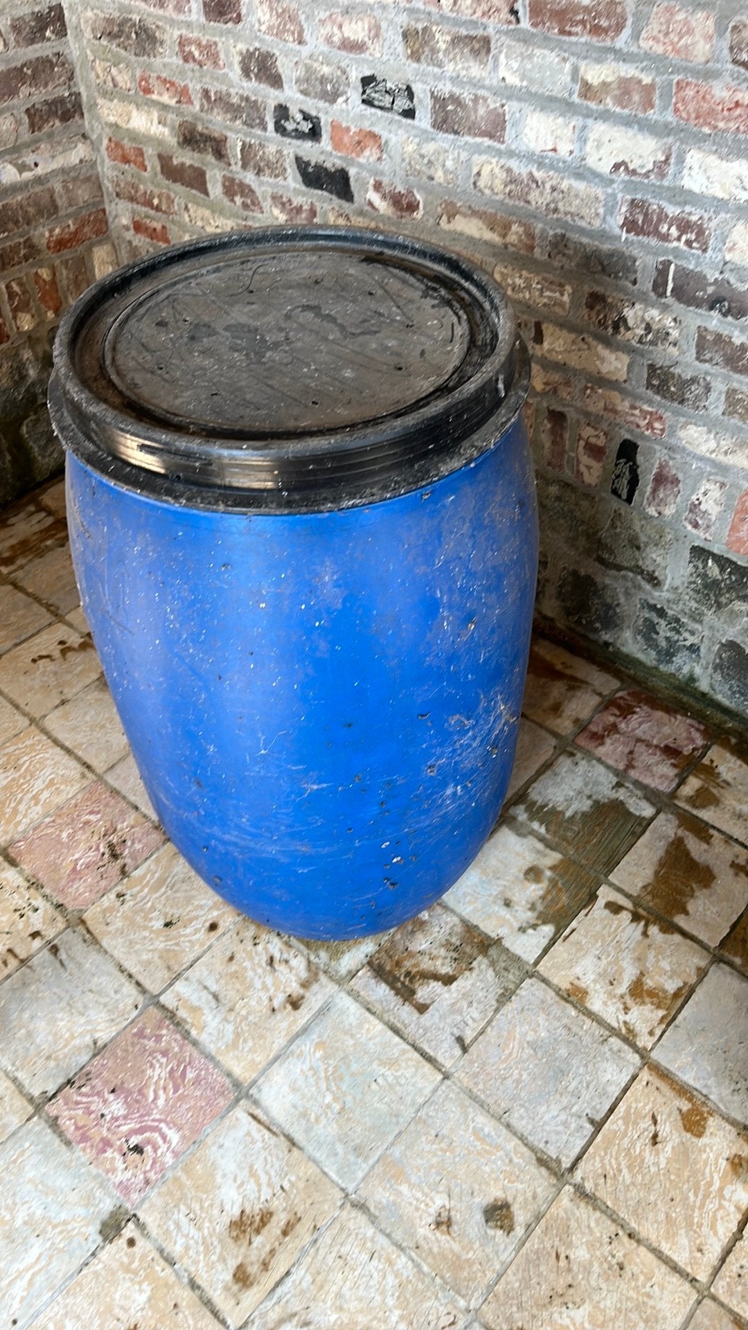 Blauwe ton, Jardin & Terrasse, Barils de pluie, Enlèvement, Utilisé