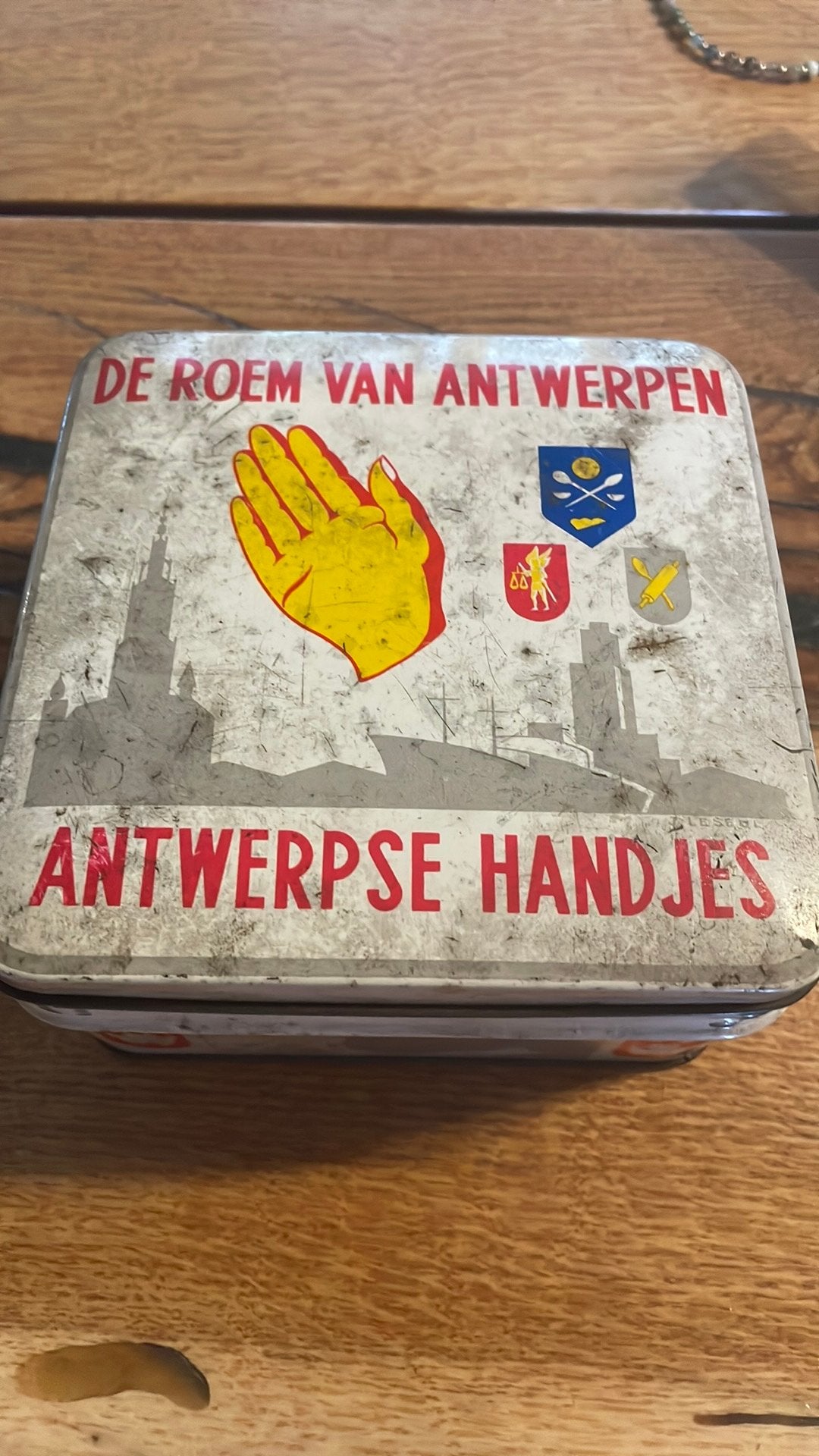 Vintage blikken doos jaren 1947-1960, Ophalen of Verzenden, Gebruikt