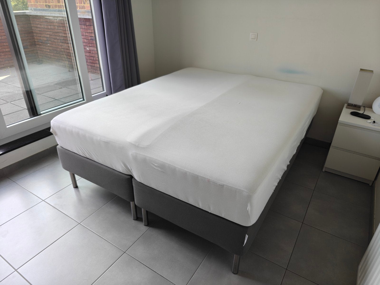 Boxspring bed met 2 matrassen, Ophalen, Gebruikt, Tweepersoons, 200 cm