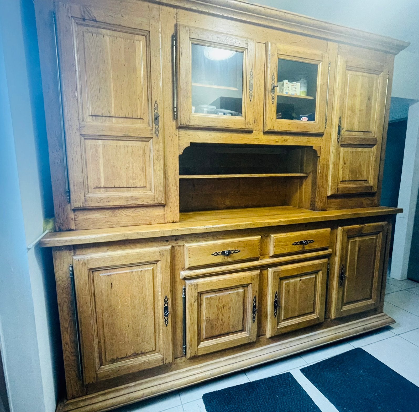 Vaisselier buffet dressoir chêne massif Oléron, Maison & Meubles, Armoires | Buffets, Avec tiroir(s), 200 cm ou plus, Intemporel et rustique