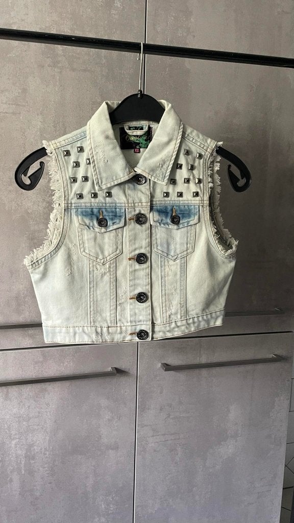 COOLCAT XS JEANSJACK ZONDER MOUWEN EN STUDS, Blauw, Ophalen of Verzenden, Zo goed als nieuw, Coolcat