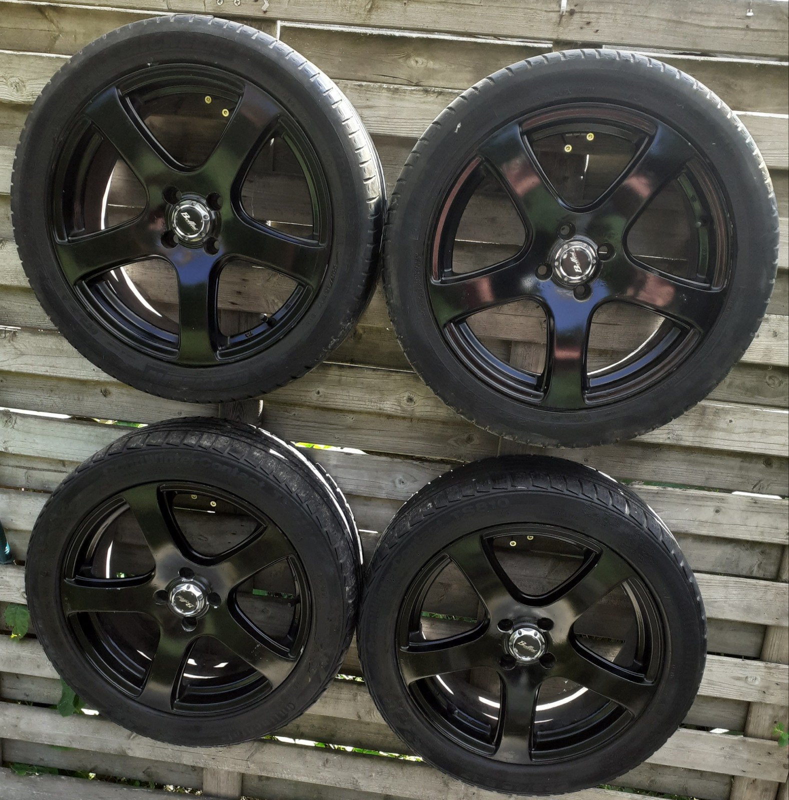 4x100 17inch zwartte alu bellini velgen met banden, Ophalen, Gebruikt, Banden en Velgen, 17 inch