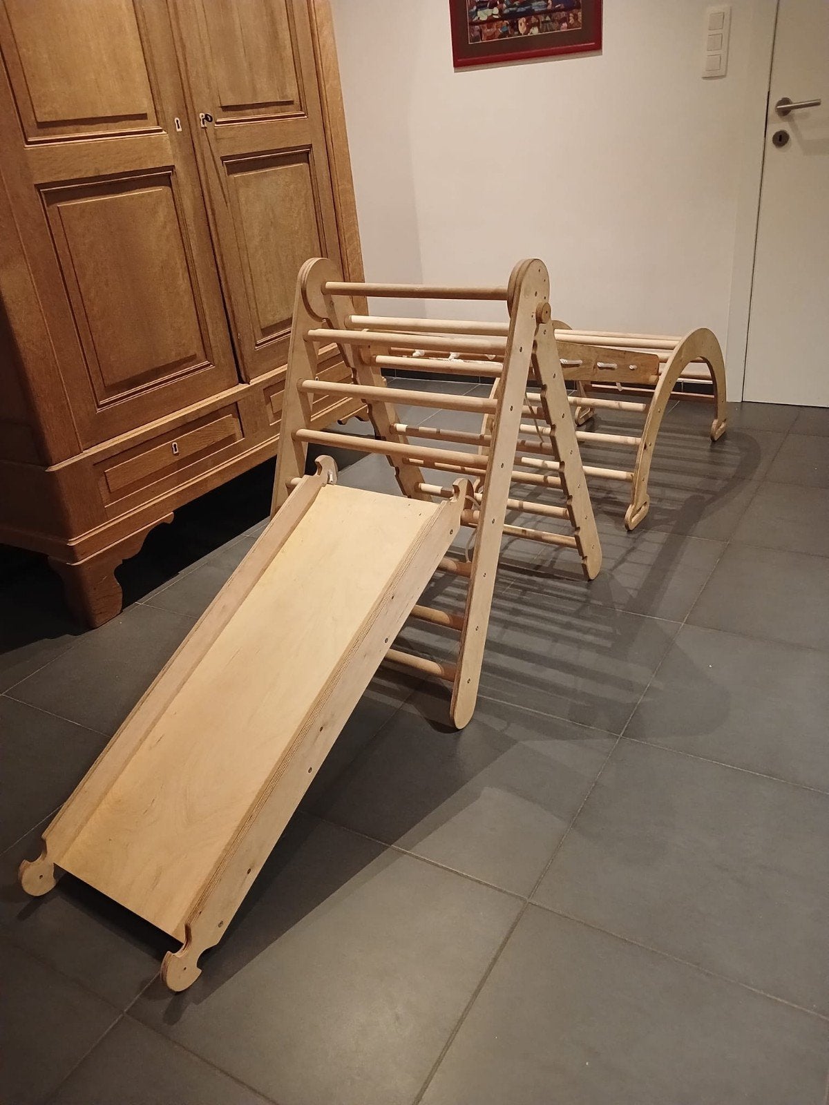 Houten klimrek, Ophalen