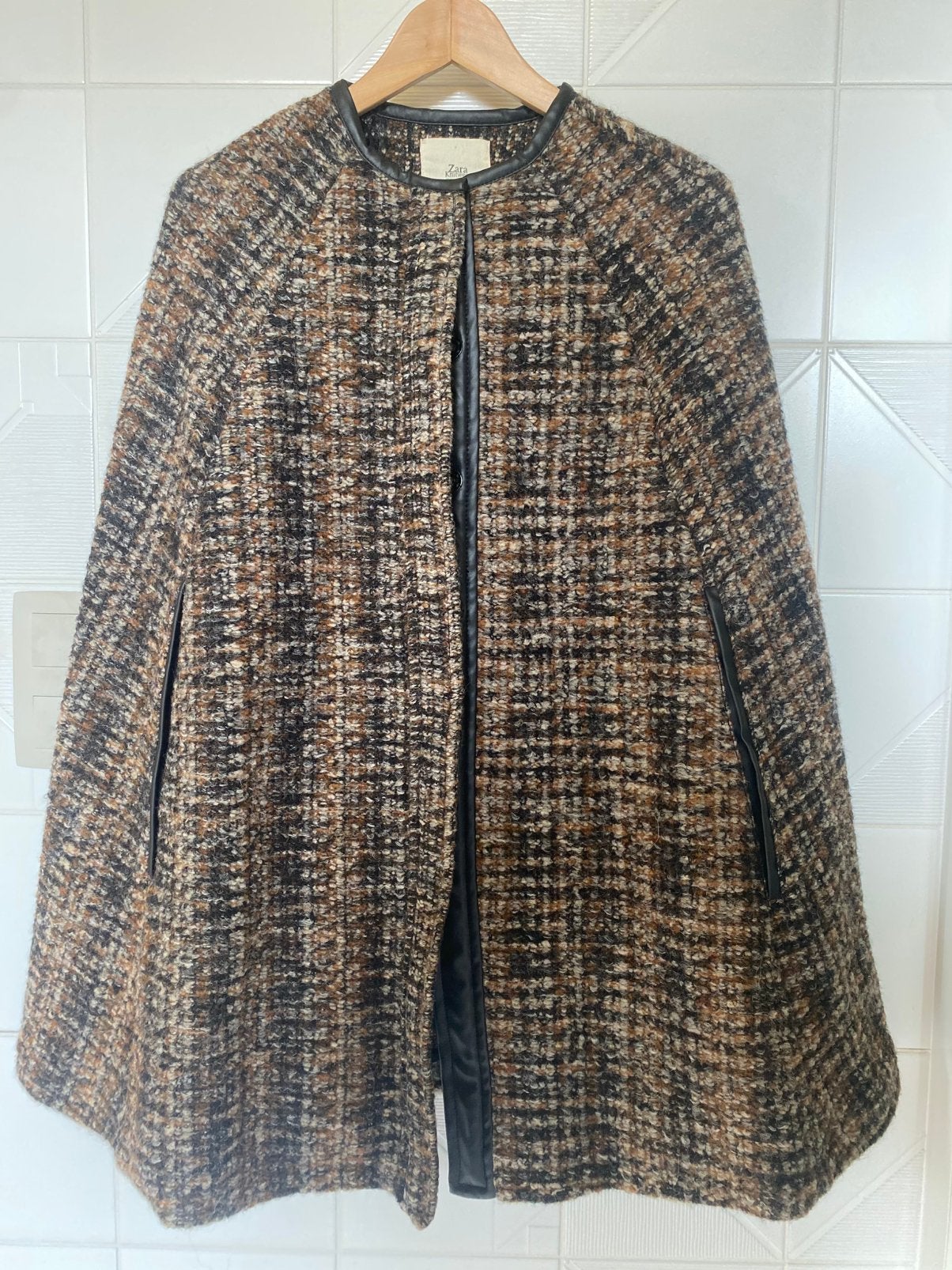 Mantel van alpaca wol Zara, Kleding | Dames, Jasjes, Kostuums en Pakken, Ophalen of Verzenden, Nieuw, Maat 38/40 (M), Bruin