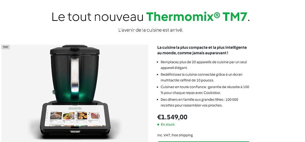 Thermomix TM7 +Cutter+État impeccable, Enlèvement ou Envoi, Comme neuf